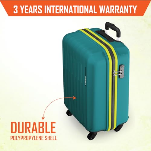 Image of Safari Cabin Genius Alley 55cm Trolley Bag Hard Case Polypropylene, 4 Spinner Wheels, 360 Degree Wheeling Carry on Luggage, Travel Bag, Suitcase for Travel, Trolley Bags for Travel, Teal Green