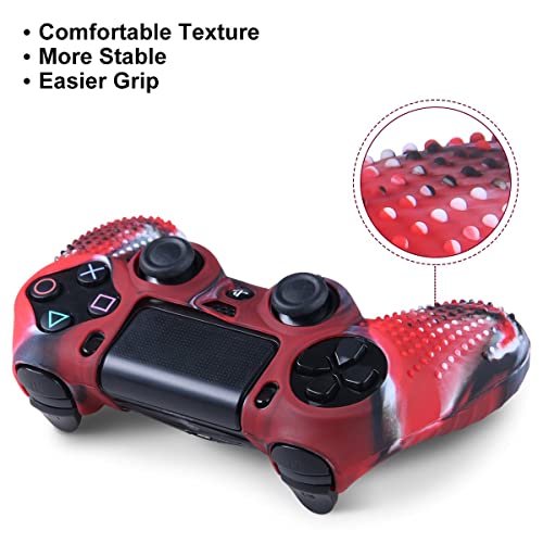 Image of PSS Studded Dots Silicone Rubber Gel Customizing Cover for PS4 /slim /Pro Dualshock 4 Controller Soft Silicone Case Cover Gel Skin Protective for PS4 Wireless Controller (Red Como Dot)