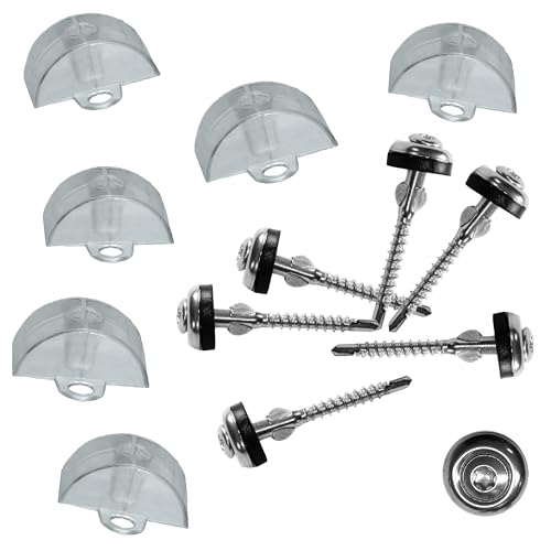 Befestigungs-Set: Spenglerschraube mit Bohrspitze & Bohrflügel + Abstandshalter für Wellplatten mit Sinus-Profil 76/18 (50)