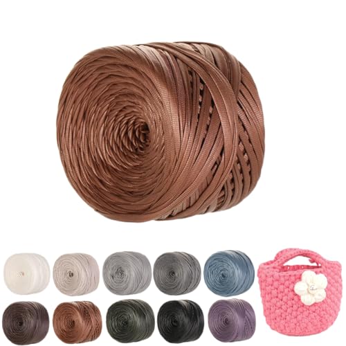 Fettuccia per Borse a Uncinetto, Aspetto Similpelle Filato Grosso in Poliestere Cordino per Borse Uncinetto, Filati per Borse Cestini Fai da Te Decorazioni