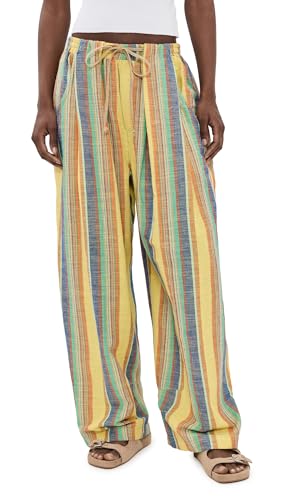Free People Womens Chambers Laid Back Pants Butter Yellow Combo M