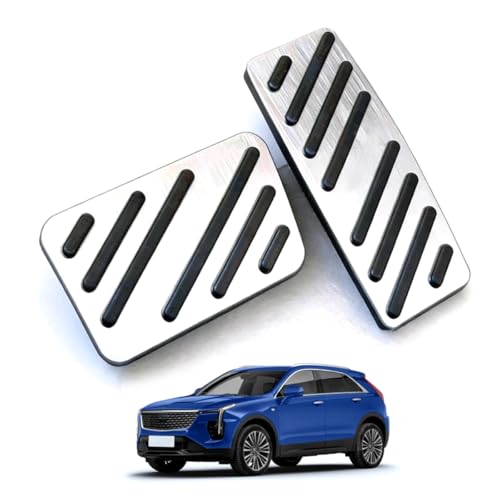 DUKLASSQ Car Pedal Covers for Cadillac XT4 2019 2020 2021 2022 2023 2024 2025, Auto Aluminum Gas Pedal Covers Accessories Replacement, Non-Slip Accelerator Brake Foot Rest Pedals(Set of 2)