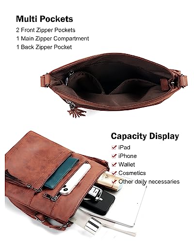 Image of MASINTOR Crossbody Purses for Women, Multi Pocket Casual Crossbody Bag, Adjustable Strap Shoulder Bag with Tassel