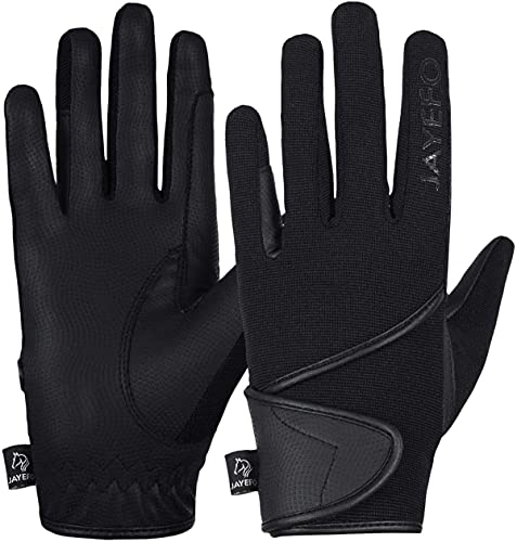 JAYEFO ALL SEASON MEN & WOMEN HORSE RIDING GLOVES (BLACK, ...