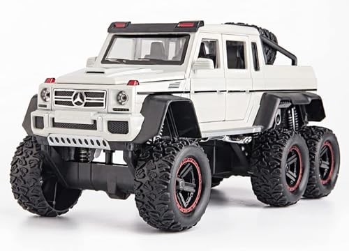 Image of 1 /22 Benz G63 AMG 6x6 V12 Off-Road Black Pickup Model Car, Zinc Alloy Pull Back Toy car with Sound and Light for Kids Boy Girl Gift (White)