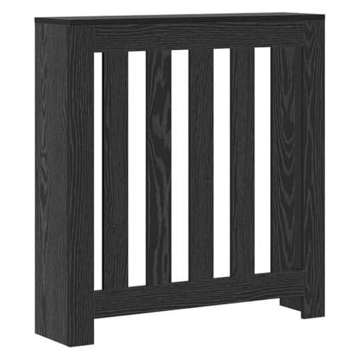 vidaXL Cubierta de radiador en Roble Negro 78 x 20 x 82 cm, Vertical con Listones. Hecha de Madera de ingeniería, es un Mueble para el Interior, Ideal como Organizador para el hogar. Además, Sirve c