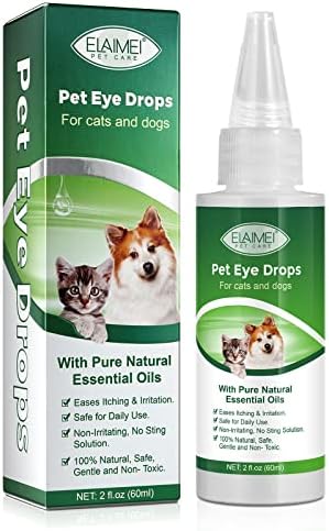 Eye Drops for Dogs, Eye Rinse for Pets, Animal Eye Wash, for Acute or Seasonal Dry Eyes, Gentle Formula to Soothe Irritated Eyes and Prevent Tear Stains, Relieve Pink Eye and Allergies Symptoms.