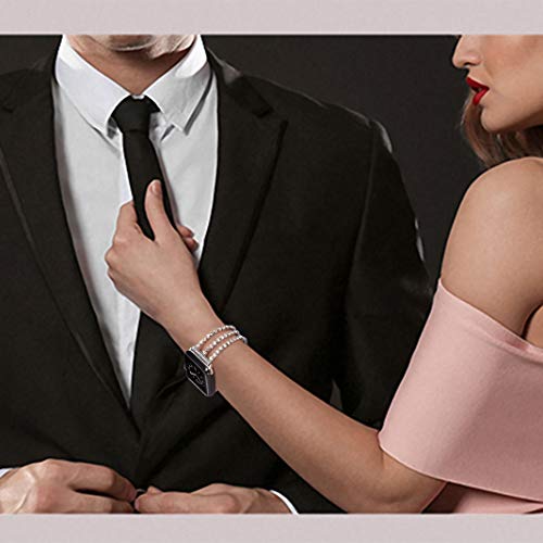 Sparkling Silver Glitter Stainless Steel Watch Band for 38mm/40mm iWatch - Elegant Women's Replacement Bracelet with Secure Folding Clasp - Image 7