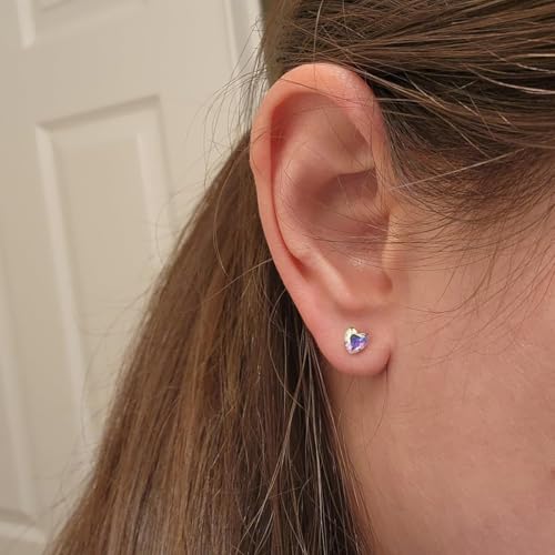 8 Pairs Screw Back Earrings for Girls - Toddler Earrings in Surgical Steel, Hypoallergenic with Heart, Pearl, Star & Cubic Zirconia Flat Back Studs3