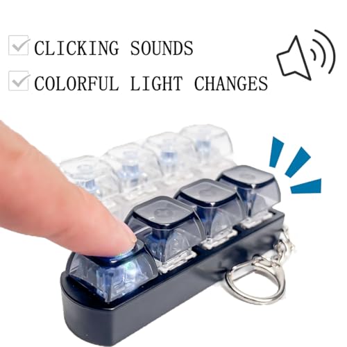 Image of 2PCS Keyboard Fidget Toys for Adult,Keyboard Fidget Keychain,Fidget Clicker with LED Light,4 in 1 Mechanical Fidget Keyboard for Release Stress,Easter Gifts,Birthday Gifts,Black & White