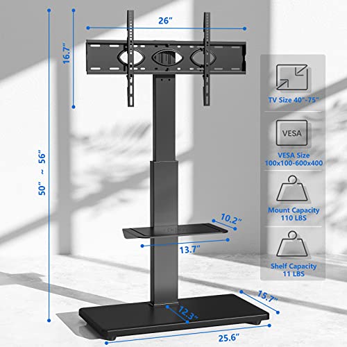 image for Rfiver Universal Swivel Floor TV Stand with Sturdy Wood Base for 40-77