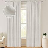 100% Blackout Shield Linen Blackout Curtains 96 Inches Long 2 Panels Set, Blackout Curtains for Bedr