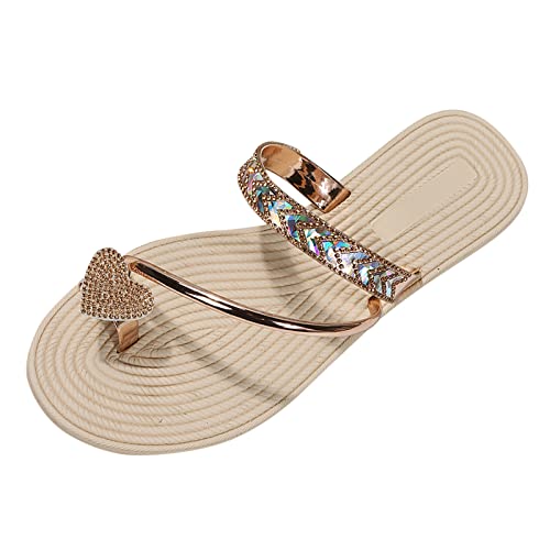 Sandalias planas con diamantes de imitación para mujer, sandalias...