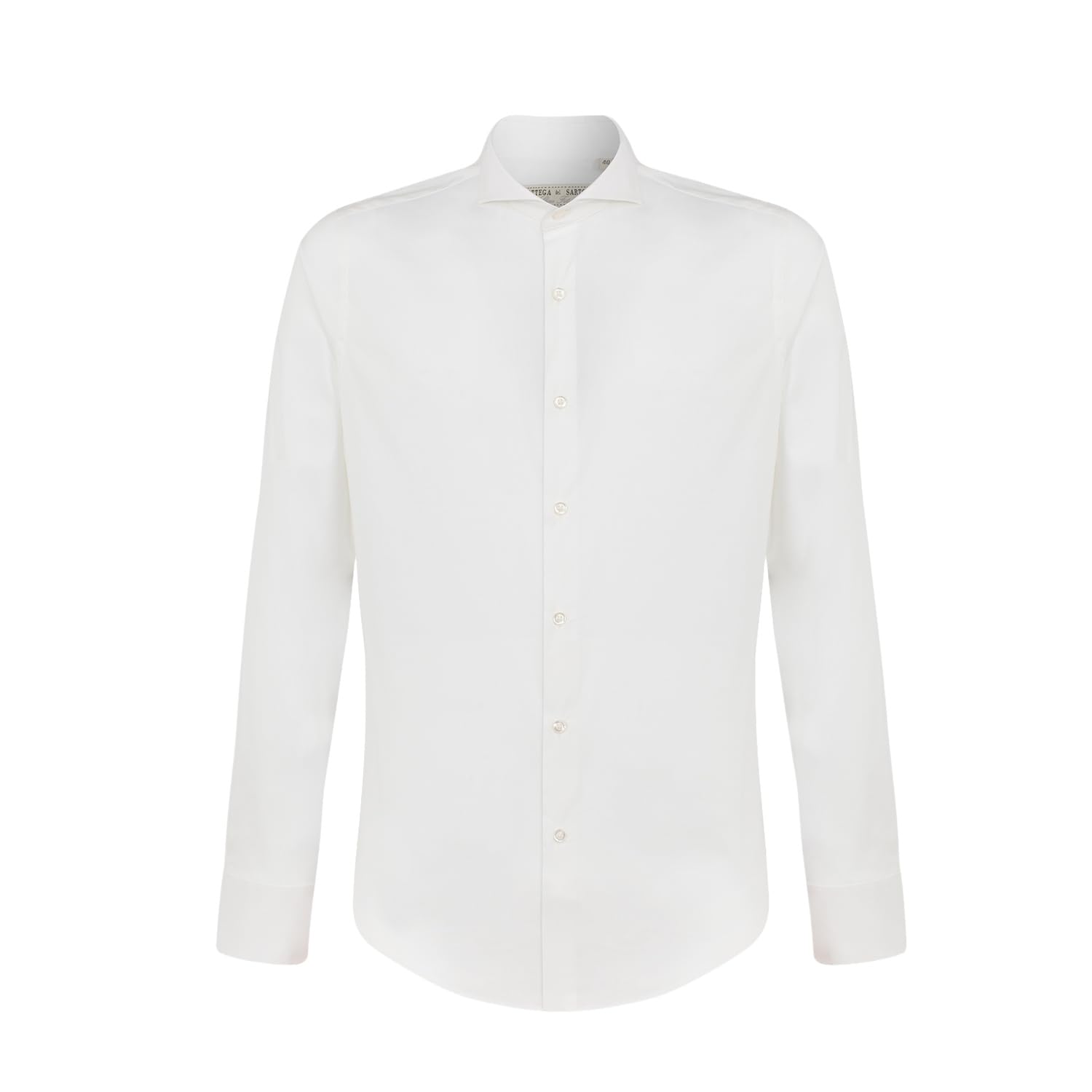 Bottega del Sarto Camicia Bianca Super Slim Fit in Popeline di Cotone Elasticizzato con Collo Francese Sartoriale