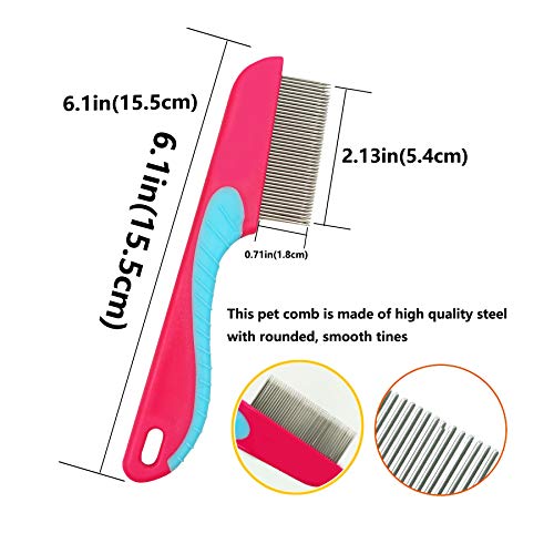 Cat Comb,Dog Comb,Pet Combs,Metal Dog Comb,Pets Steel Comb,Cat Grooming Comb,Dog Grooming Comb (Red) - Image 4