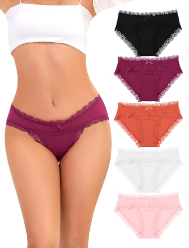Recopilación de Ropa Interior Dama - los más vendidos. 46 VOENXE Calzones De Mujer Encaje,Algodón Mezclado Ropa Interior,Bragas Comodos,Women Lace Panties Pack,Hipster EláSticos para Damas,Braguitas Femenina Suave,Bikini...