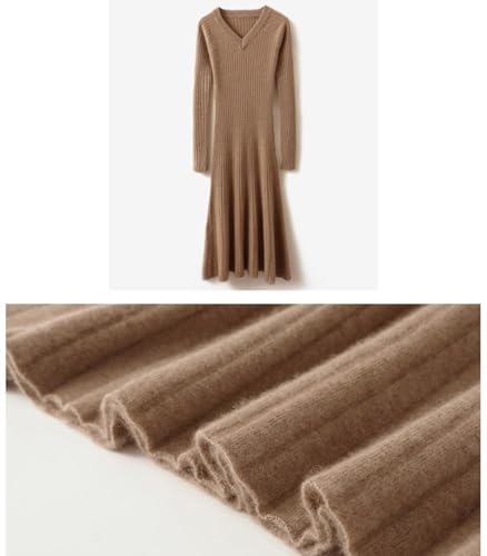 100% Merino Wool Long Sweaters Women's V-Neck Long Sleeved Knitted Pullover Pit Strips Slim Thick Tops4