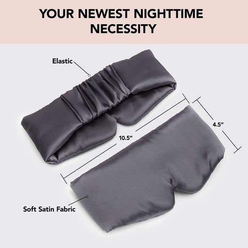 Kitsch Satin Sleep Mask - Eye Mask for Sleeping | Softer than Silk Eye Sleeping Mask | Satin Blindfold & Sleep Masks for Women | Eyemask & Eye Cover for Sleeping | Sleep Eye Masks for Women (Charcoal)