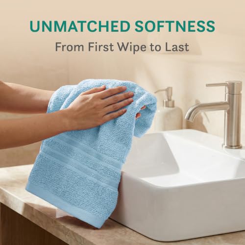 Image of MYTRIDENT Trident Hand Towels, 100% Cotton, Highly Absorbent, Super Soft, 2 Piece Hand Towel Set, 400 GSM, Hand Towel Set of 2, Gym - Spa Towel, Comfort Living Towel-Cool Blue