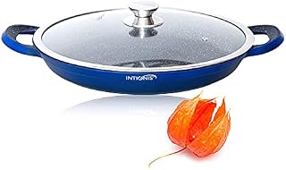 Professional Paella Pan with Oven Safe Lid  36cm Kitchen Cookware Non Stick  PFOA Free  Ceramic Non Stick Coating  Induction Electric Oven Gas BBQ Grill Safe