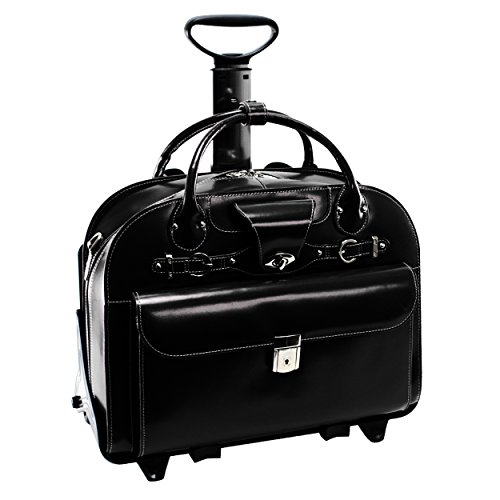 McKleinUSA ROSEVILLE 96645 Leather Fly-Through™ Checkpoint-Friendly Detachable-Wheeled Ladies' Briefcase, Black, 18