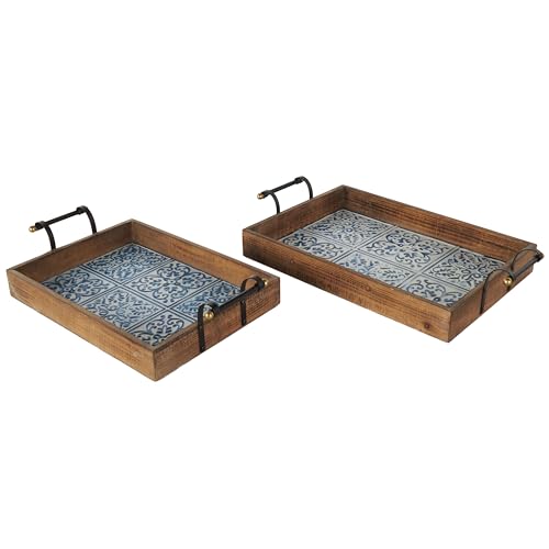 Deco 79 Wood Living Room Decor Tray Ottoman Tray with