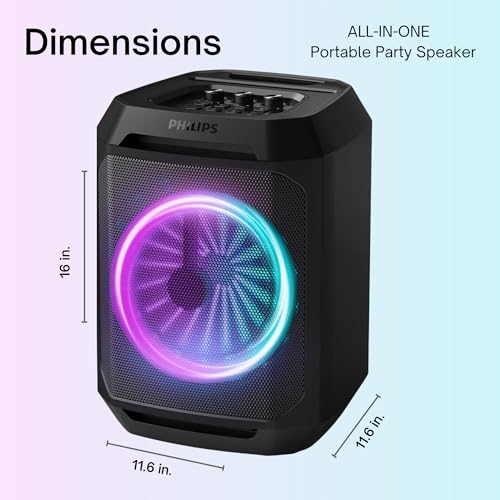 Image of Philips Bluetooth Party Speaker, Dynamic Bass Boost, Bluetooth and Aux-in, Microphone Input, Wireless Pairing for Stereo Sound, Up to 7 Hours Battery, Built-in Carry Handle (Party Speaker 2208-4)