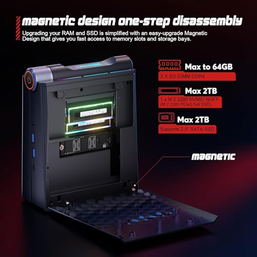 Image of ACEMAGIC Mini Gaming PC Computer: Intel Core i7-11700B Processor (8C /16T,up to 4.8GHz) 32GB DDR4 1TB NVMe SSD Micro Computers - Small Desktop PC [WiFi6 /BT5.2] Support 4K Triple Display /RGB Lights