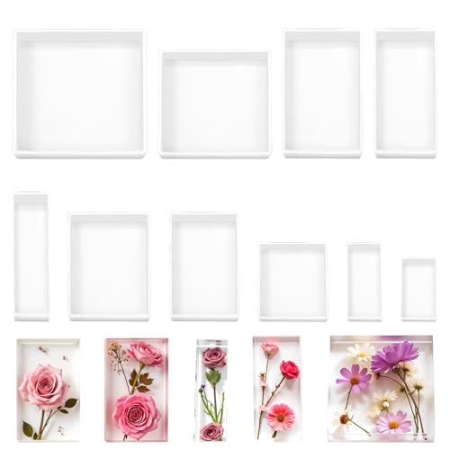 10 Stück Epoxidharz Formen Silikon, Würfel Silikonformen Epoxidharz Rechteckige Harz GießEn Formen für Kerzenherstellung, Getrocknete Blumenblätter, DIY-Kunsthandwerk, Weihnachtsdekoration
