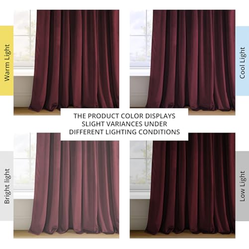HPD Half Price Drapes Signature Velvet Thermal Blackout Curtains for Living Room 120 Inch Long (1 Panel) Rod Pocket Insulated Blackout Curtains for Bedroom Window Curtains, 100W x 120L, Burgundy