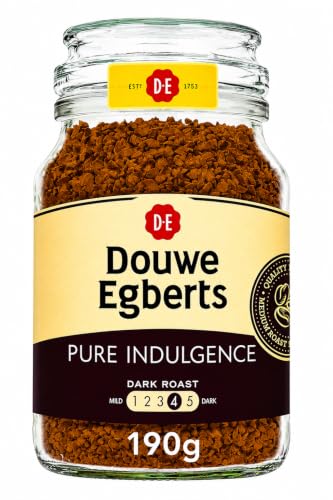 Image of Douwes Egberts Pure Indulgence Dark Roast Instant Coffee, Rich Aroma with Bold Full-Bodied Taste, Premium Freeze Dried Coffee Granules for Hot & Cold Beverages, Medium Dark Roast Level 4, 190g Jar (Imported) From Biteza