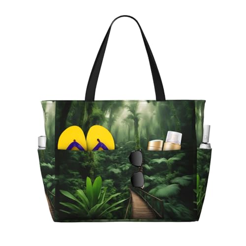 Bolsa de playa grande con estampado tropical ideal para tus vacaciones de verano