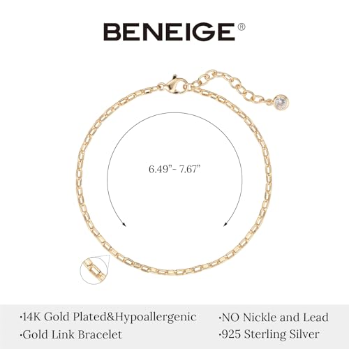 BENEIGE Gold Bracelets for Women 14k Gold Paperclip Bracelets Binding Bracelet, Adjustable Bracelets for Women Dainty Handmade Link Bracelet4
