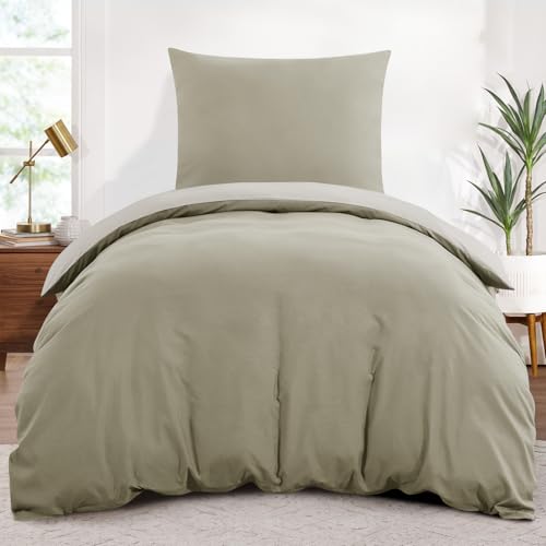Aisbo Bettwäsche 155x220 2teilig Taupe/Beige - Bettwäsche Sets 1 Bettbezug 155x220 cm + 1 Kissenbezug 80X80 cm, ÖKO-TEX Wendebettwäsche Weich Mikrofaser mit Reißverschluss Aisbo Bettwäsche 155x220 2teilig Taupe/Beige - Bettwäsche Sets 1 Bettbezug 155x220 cm + 1 Kissenbezug 80X80 cm, ÖKO-TEX Wendebettwäsche Weich Mikrofaser mit Reißverschluss