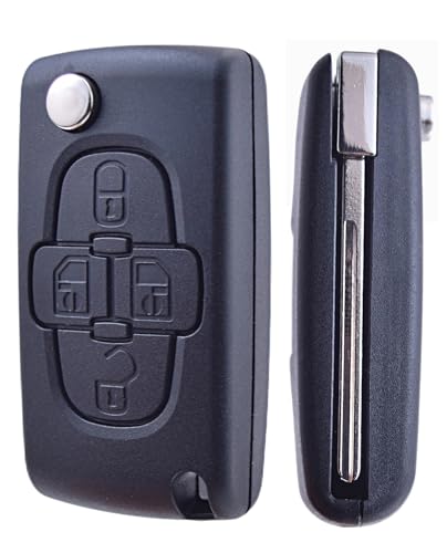 ANGOFIZ Coque Clé Télécommande 4 Boutons CE0523 Lame HU83 Compatible avec Peugeot 807 1007 Citroen C8 Fiat ULYSSE
