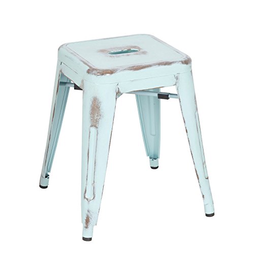 SuperStudio lo+demoda Antique Ural Taburete, Acero, Azul Claro, 53.5x47x81.5 cm, 2 Unidades