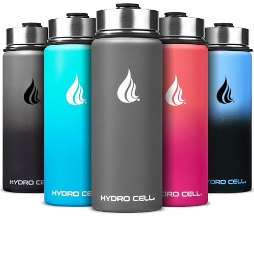 Image of HYDRO CELL Stainless Steel Insulated Water Bottle with Straw - For Cold & Hot Drinks - Metal Vacuum Flask with Screw Cap and Modern Leakproof Sport Thermos for Adults (Graphite 18oz)