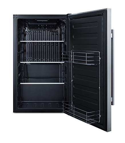 Summit Appliance Ff195 Commercially Approved Energy Star Certified 19" Wide Shallow Depth Built-In Undercounter All-Refrigerator With Stainless Steel Door, Black Cabinet And Front Lock #TOP3