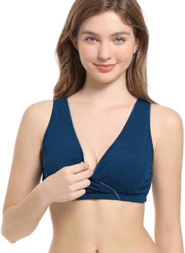Image of CAKYE 3 Pack Cotton Maternity Nursing Bras Breastfeeding Sleep Bralette