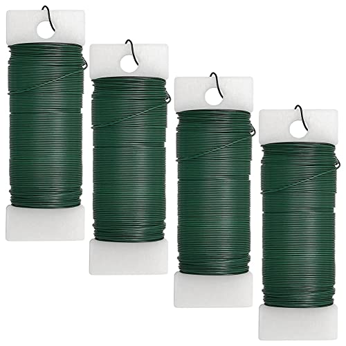 KJKVIVH 4Pack Floral Wire Flexible Paddle Wire Florist Green Wire for Crafts,Wreaths, Tree,Garland and Floral Flower Arrangement