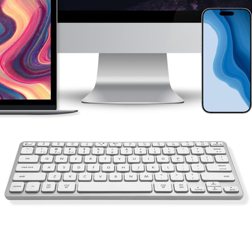 Macally Compact Bluetooth Keyboard for Mac - Premium Multi Device Connectivity - Compatible Apple Wireless Keyboard for MacBook Pro/Air, iMac, Mac mini, iPad, Laptop, and PC