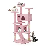 Picture of MoNiBloom 54 Inch Cat Tree Tower for Indoor Cats Large Adults, Pink Cat Tower with Scratching Post, Multi-Level Furniture Activity Center with Cat Condo Pet Play House, Soft Pink