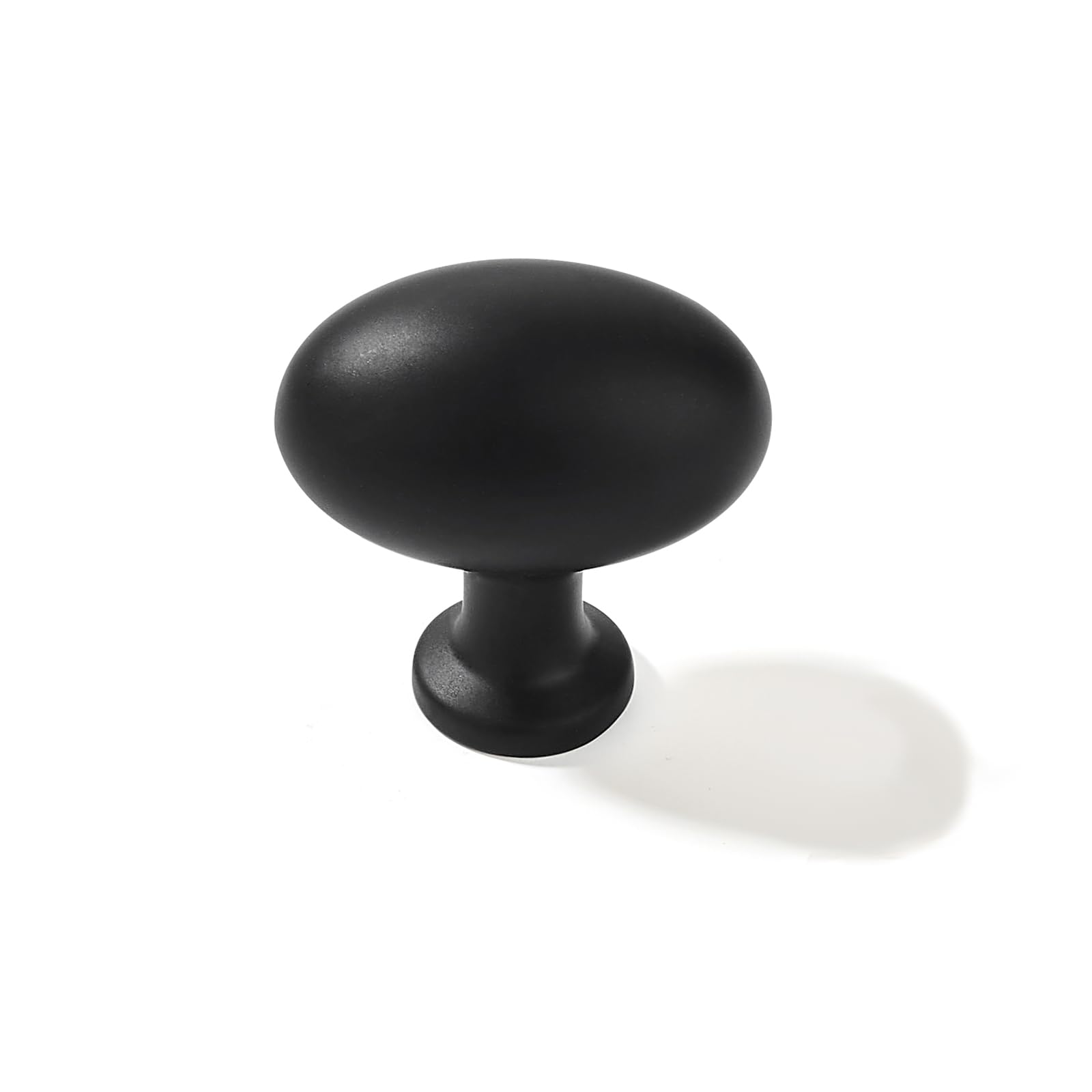 CABDM 5 Knob Black Cabinet Knobs Solid Heavy Duty Matte Black Bifold Closet Door Oval Knobs Cabinet Hardware for Cabinets Egg Knob Cupboard Drawe