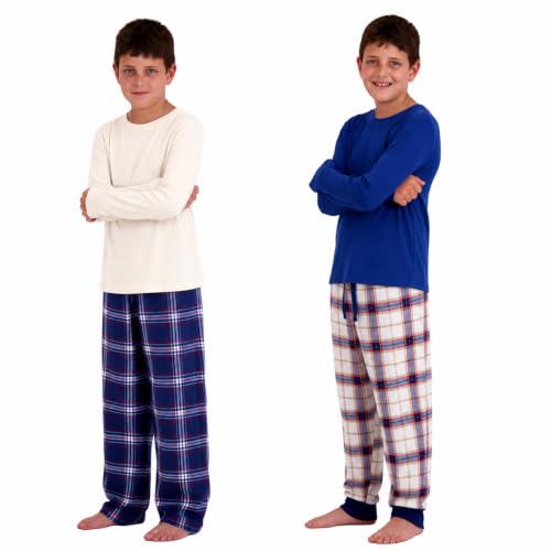 Image of US Angels Boys Pajamas Set | 4-Piece Long Sleeve & Fleece Pants | Soft Warm Sleepwear Pjs for Kids & Teens