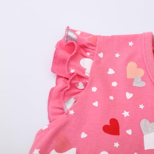 Toddler Girls Summer Dress Casual Cotton Short Sleeve Cartoon Print Striped Dress Basic Applique Playwear Dress 2-7T4