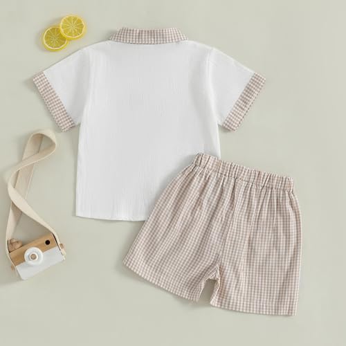 Baby Boy Summer Clothes Toddler Infant Short Sleeve Solid Cotton Linen T-Shirt Tops Casual Shorts Set 2Pcs Outfits3