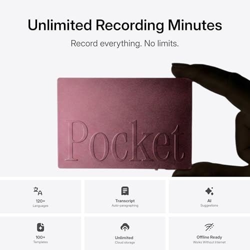 Image of Pocket AI Voice Recorder, Auto Transcription, AI Note Taker, Baby Pink