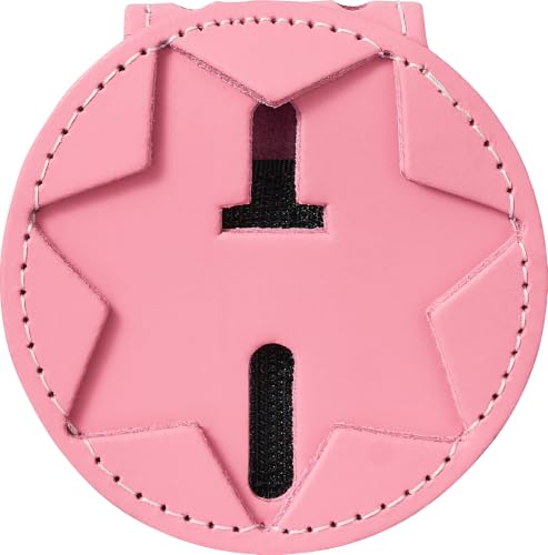 Image of Perfect Fit PF33 Seven Point Star Badge Holder, Pink Leather Belt Clip Badge Wallet with Chain Pocket, Fits Blackinton B447 and Compatible Seven Point Star Badges for Duty Carry, Made in USA