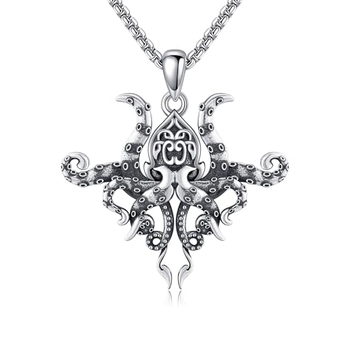 Collier pieuvre argent sterling homme bijou pirate océan tentacule