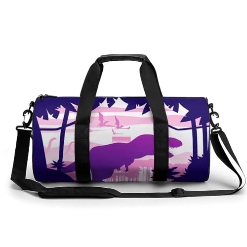 Duffel bag pour camping et voyage : sac de sport violet motif dinosaure